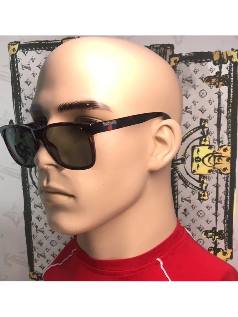 Brand New Gucci Gg0746s 003 Sunglasses Dark Havana With Green Lenses